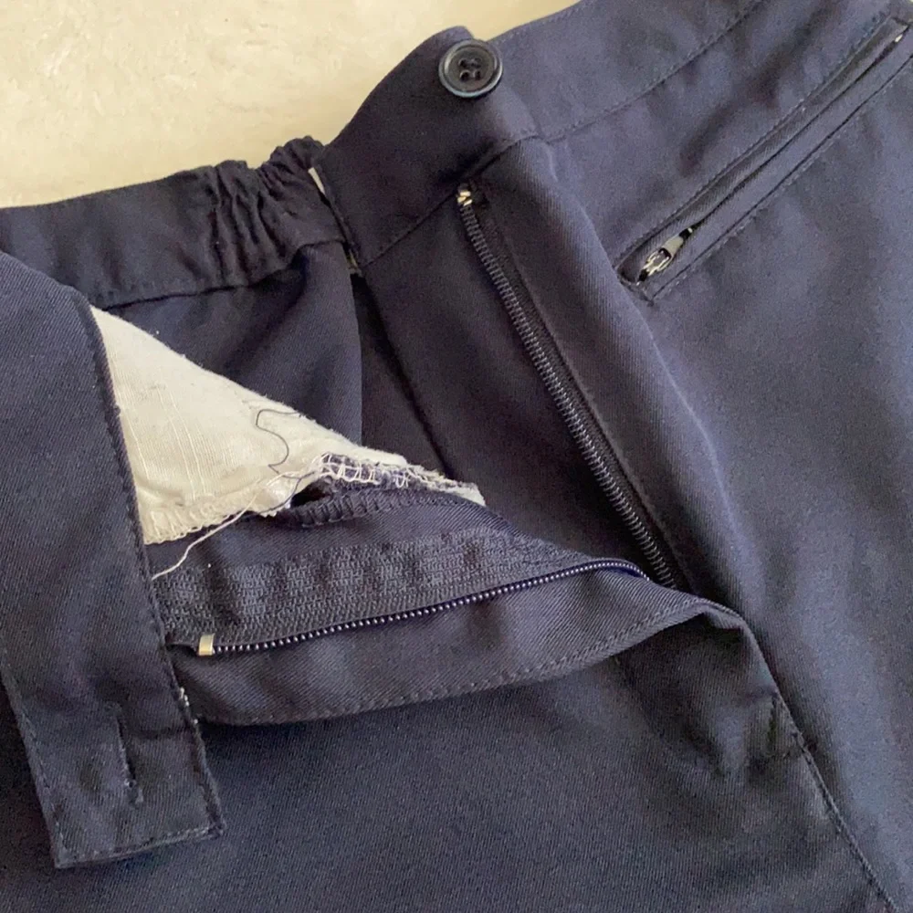 {VTG} Genuine School Uniform | Flat Front High Waist Wide Leg Pants Navy Blue 12